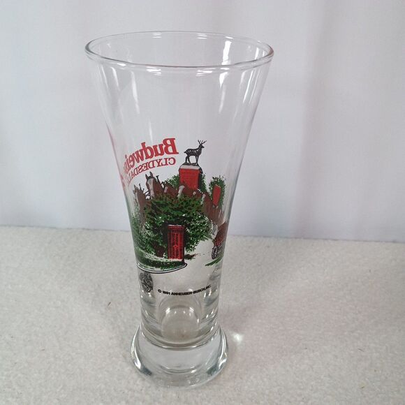 Budweiser Clydesdales Beer Glass Libbey Pilsner 12 oz Horses Vintage 1991 - Picture 4 of 11